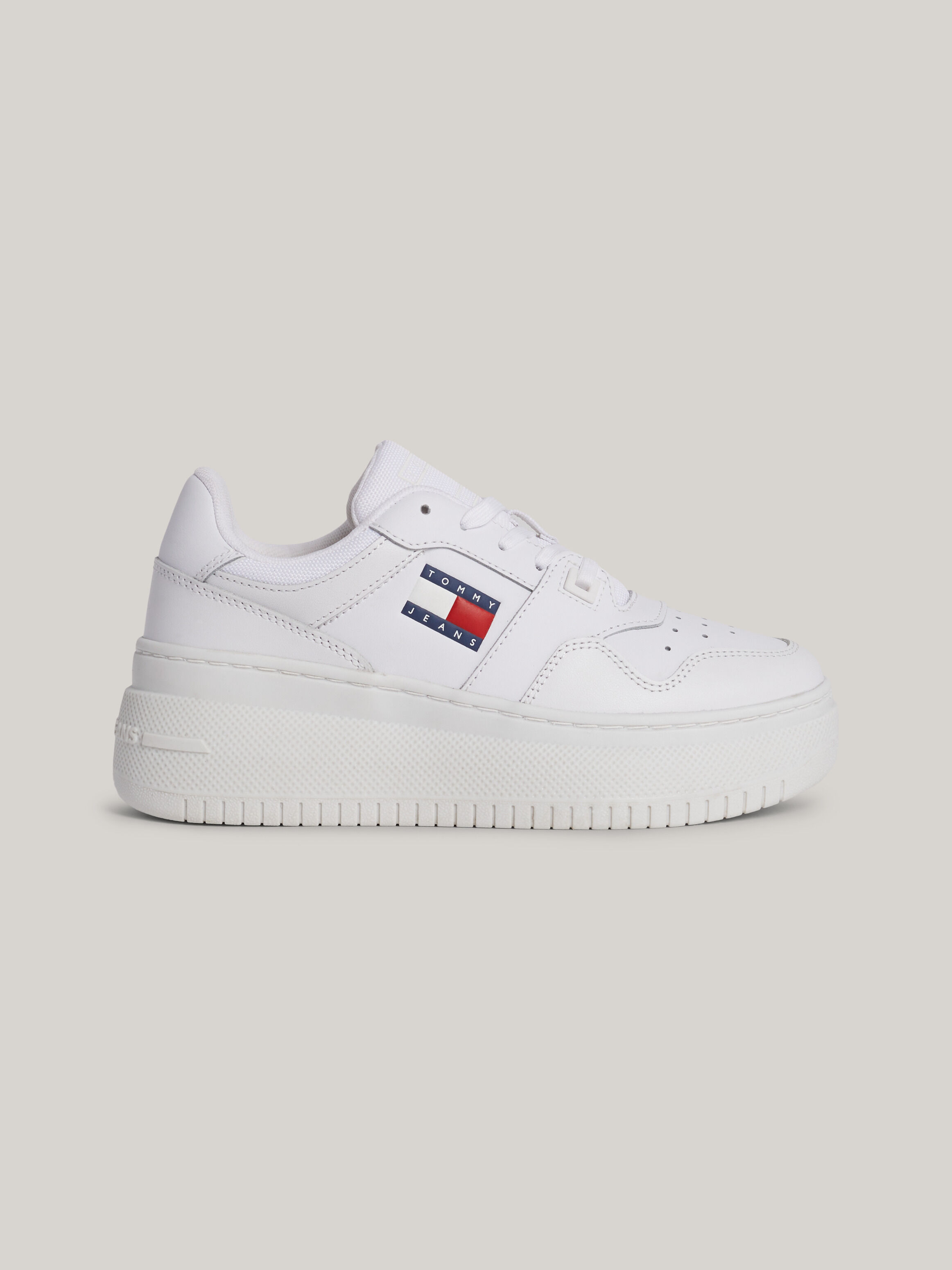Essential Retro Fine Cleat Leather Flatform Trainers natural