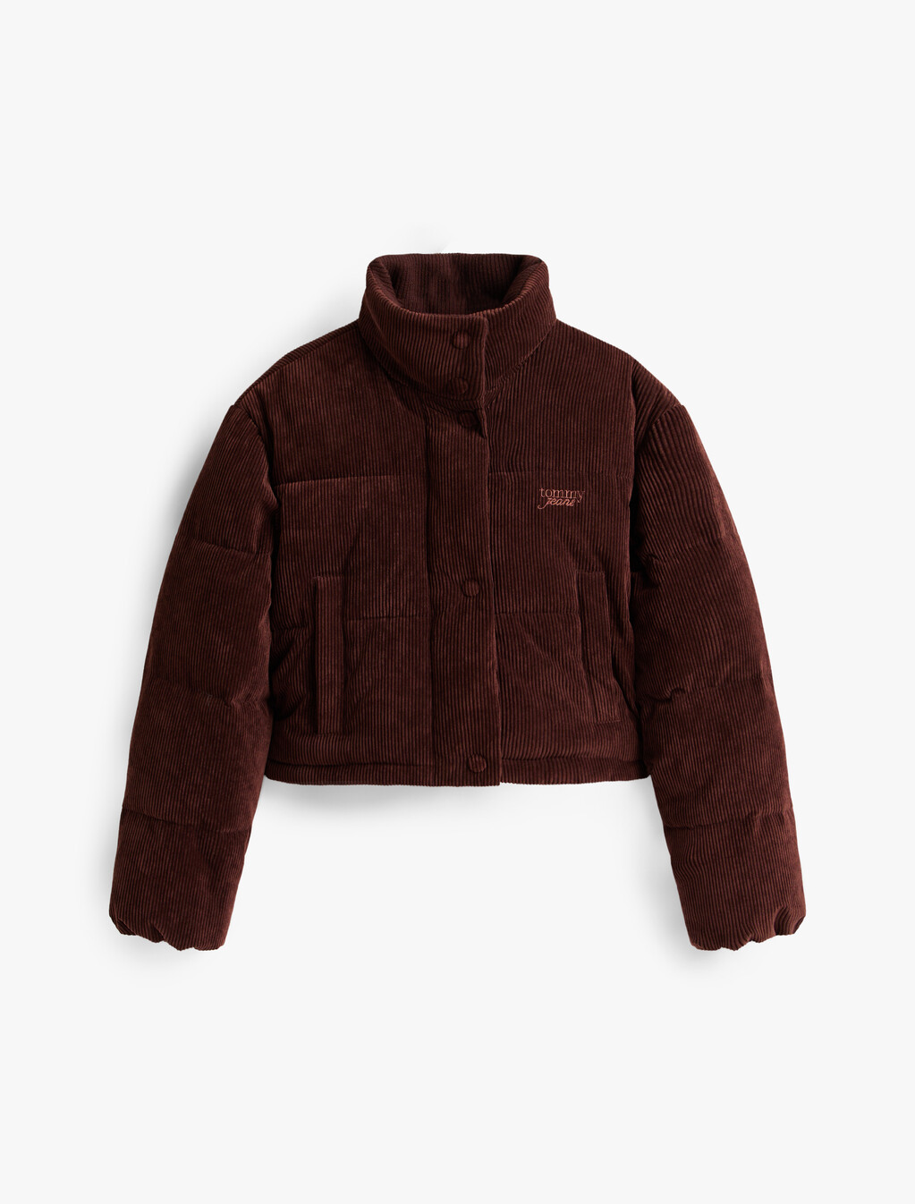 標誌刺繡寬版燈芯絨羽絨外套, Rich Brown, hi-res