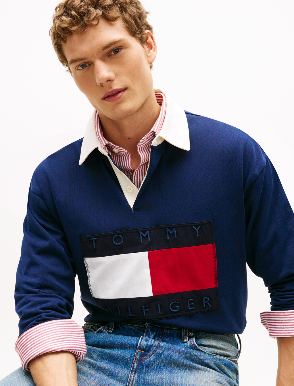 Flag Logo Relaxed Rugby Shirt, Carbon Navy, hi-res