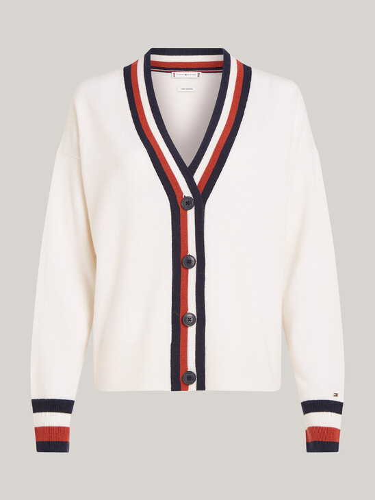 Global Stripe Wool Cashmere Cardigan