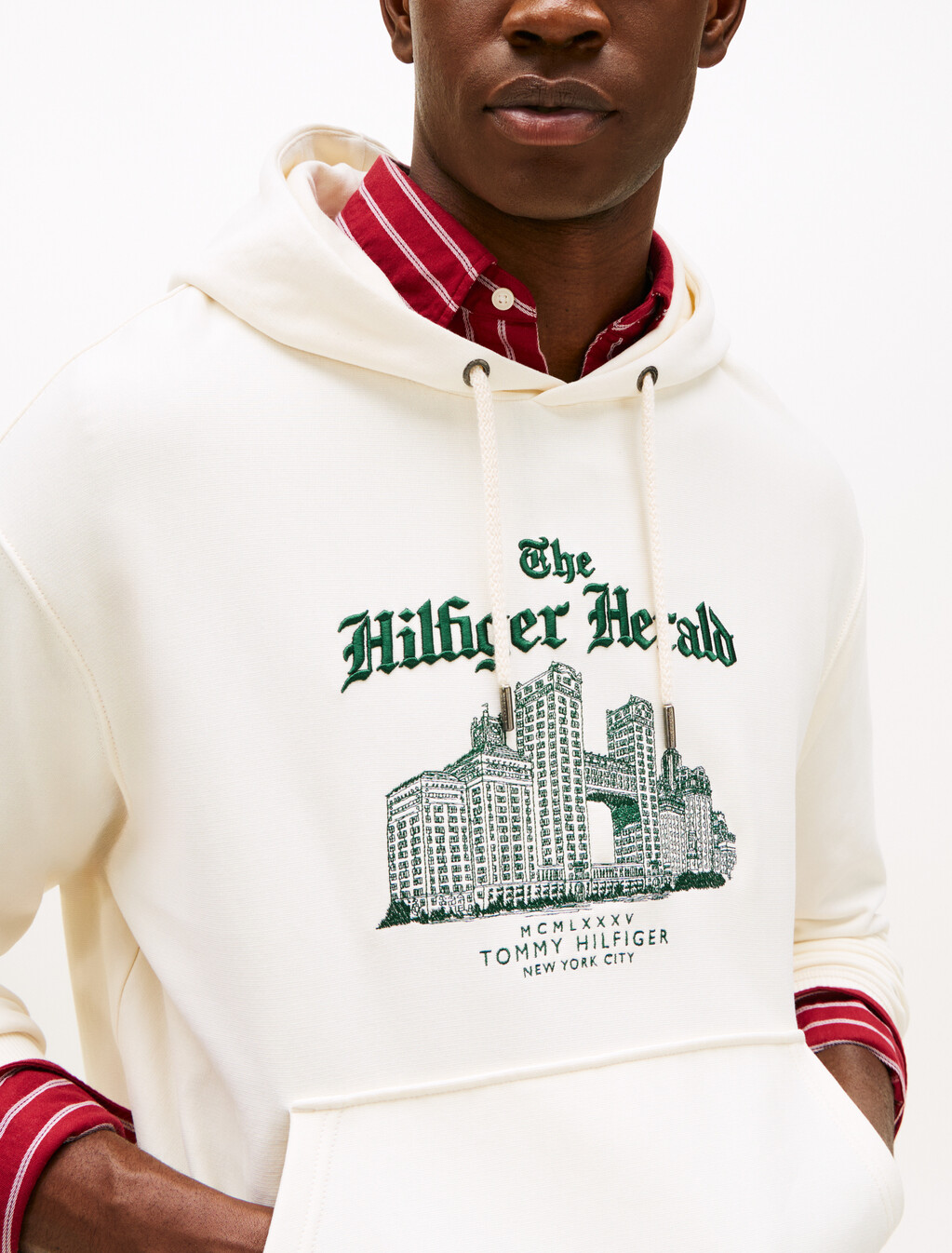 標誌刺繡寬版抽繩連帽衫, Ivory Petal, hi-res