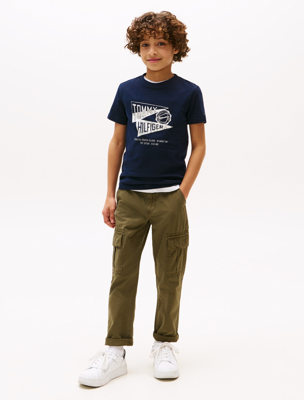 紋理感印花圖案 T 恤, Dark Night Navy, hi-res