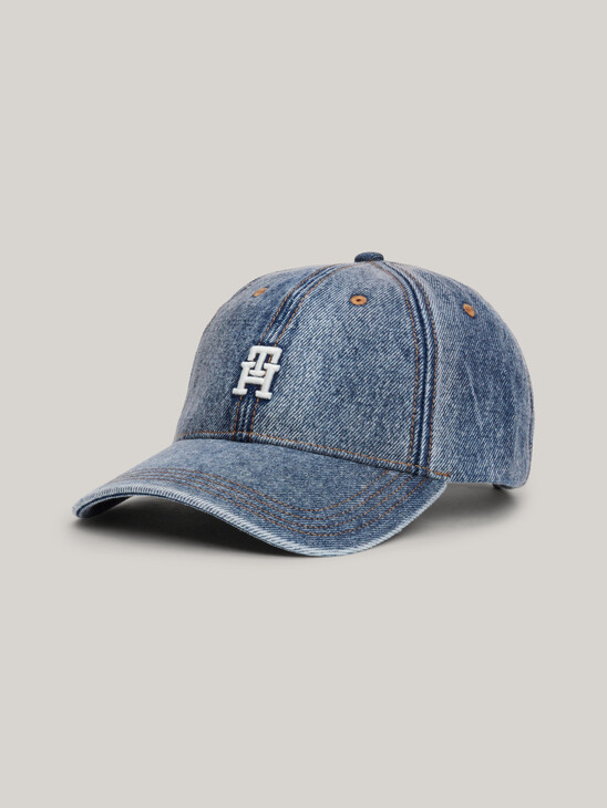 TH Monogram Embroidery Denim Baseball Cap