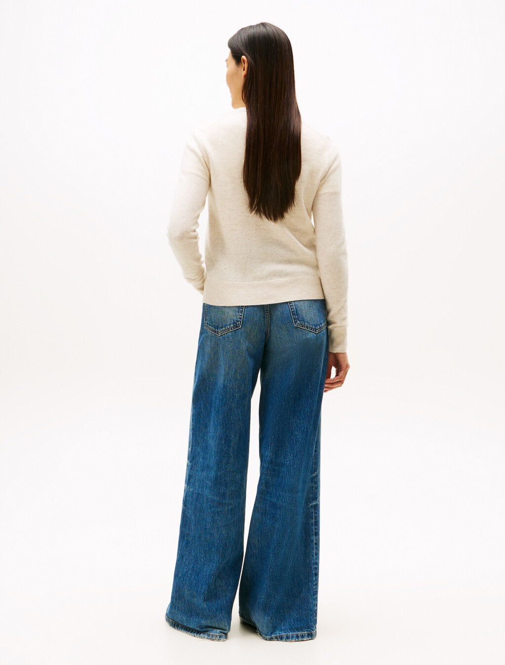 Cashmere Crewneck Sweater, Heather Oatmilk, hi-res