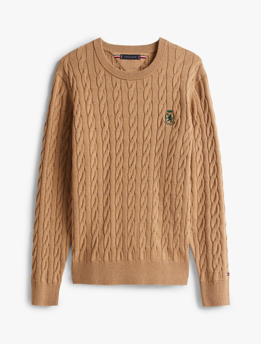 絞花針織徽章毛衣, Safari Canvas Heather, hi-res