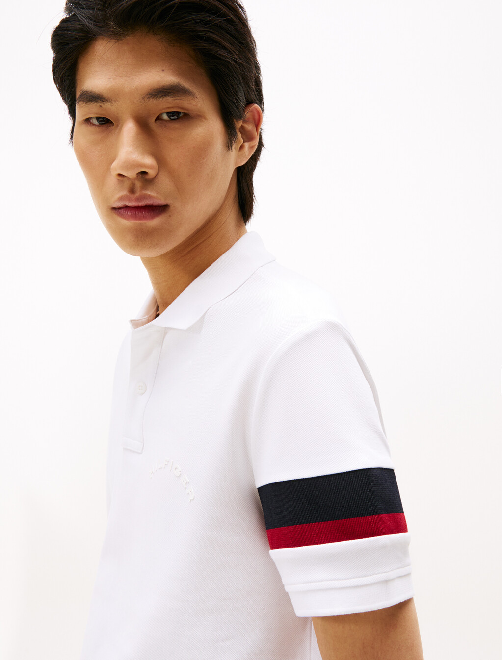 彩色飾帶衣袖 Polo 衫, White, hi-res