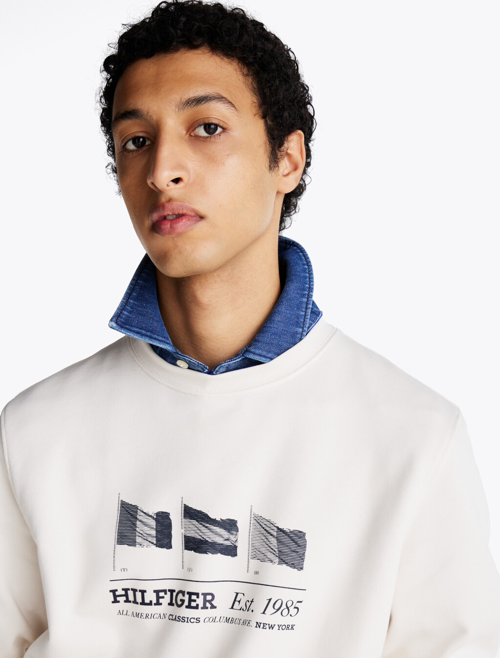 Hilfiger Flags Sweatshirt, Ivory Petal, hi-res