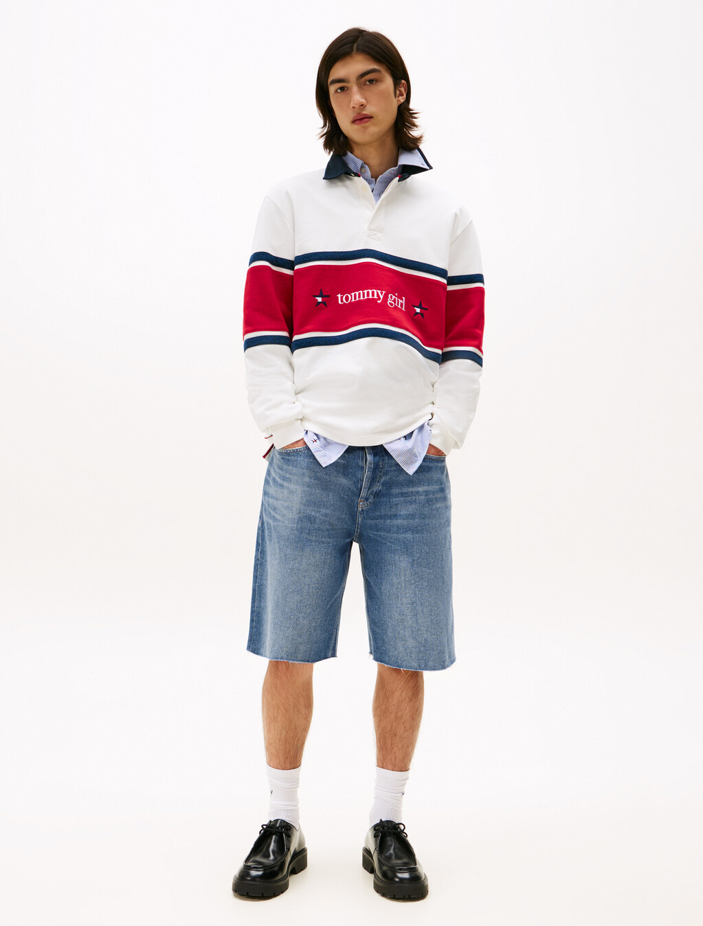 Tommy Girl 寬鬆牛仔短褲, Indigo Wash, hi-res