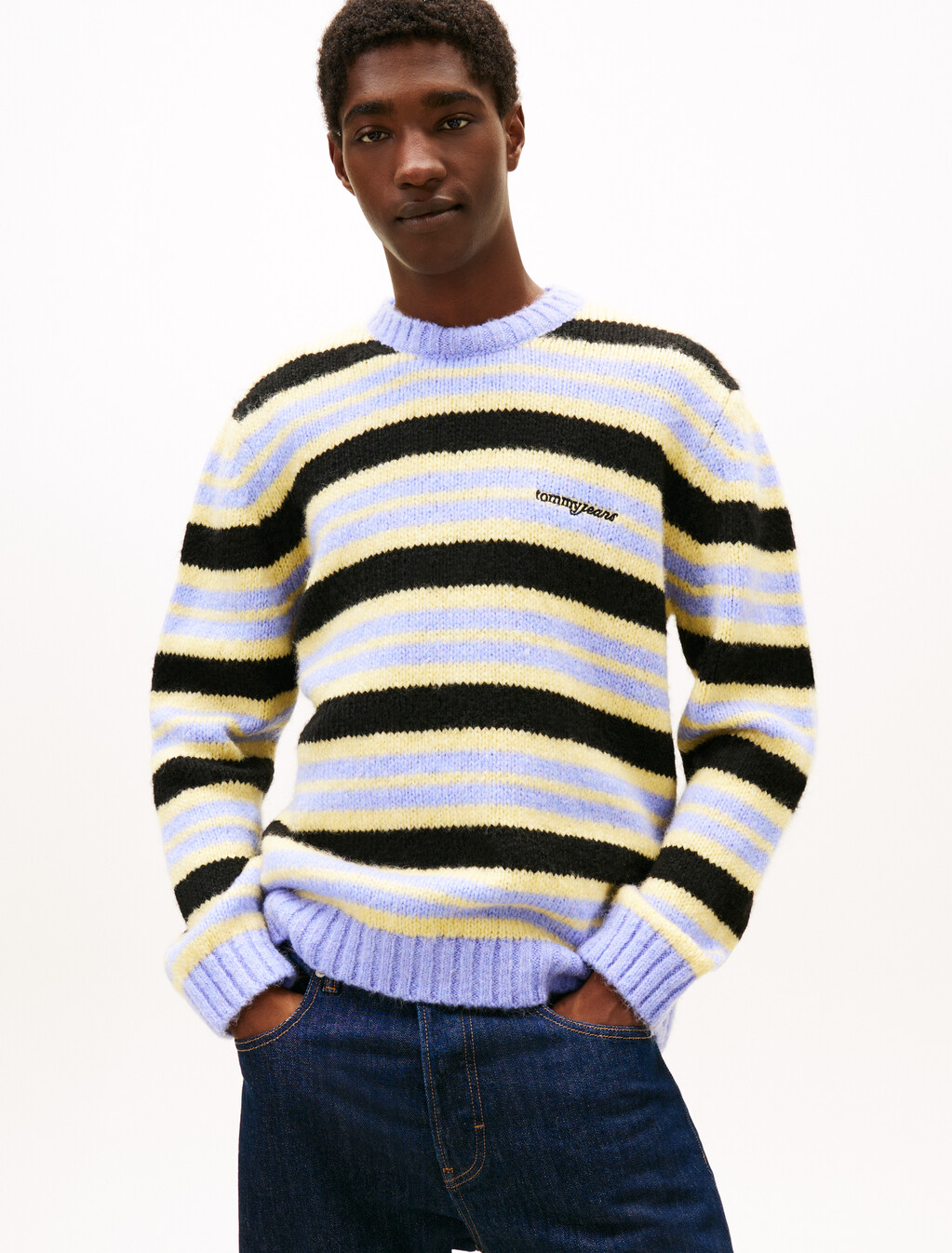 Logo Embroidery Stripe Jumper With Alpaca, Nordic Iris Stripe, hi-res