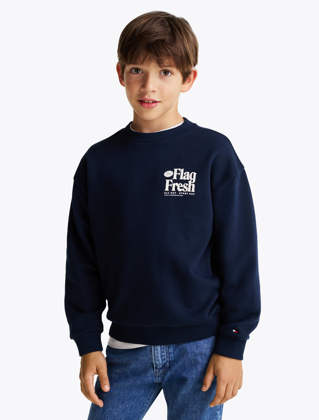 Flag Back Slogan Sweatshirt, Dark Night Navy, hi-res