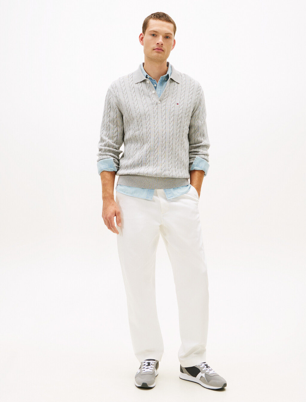 Suede Mixed Texture Trainers, Universal Grey, hi-res