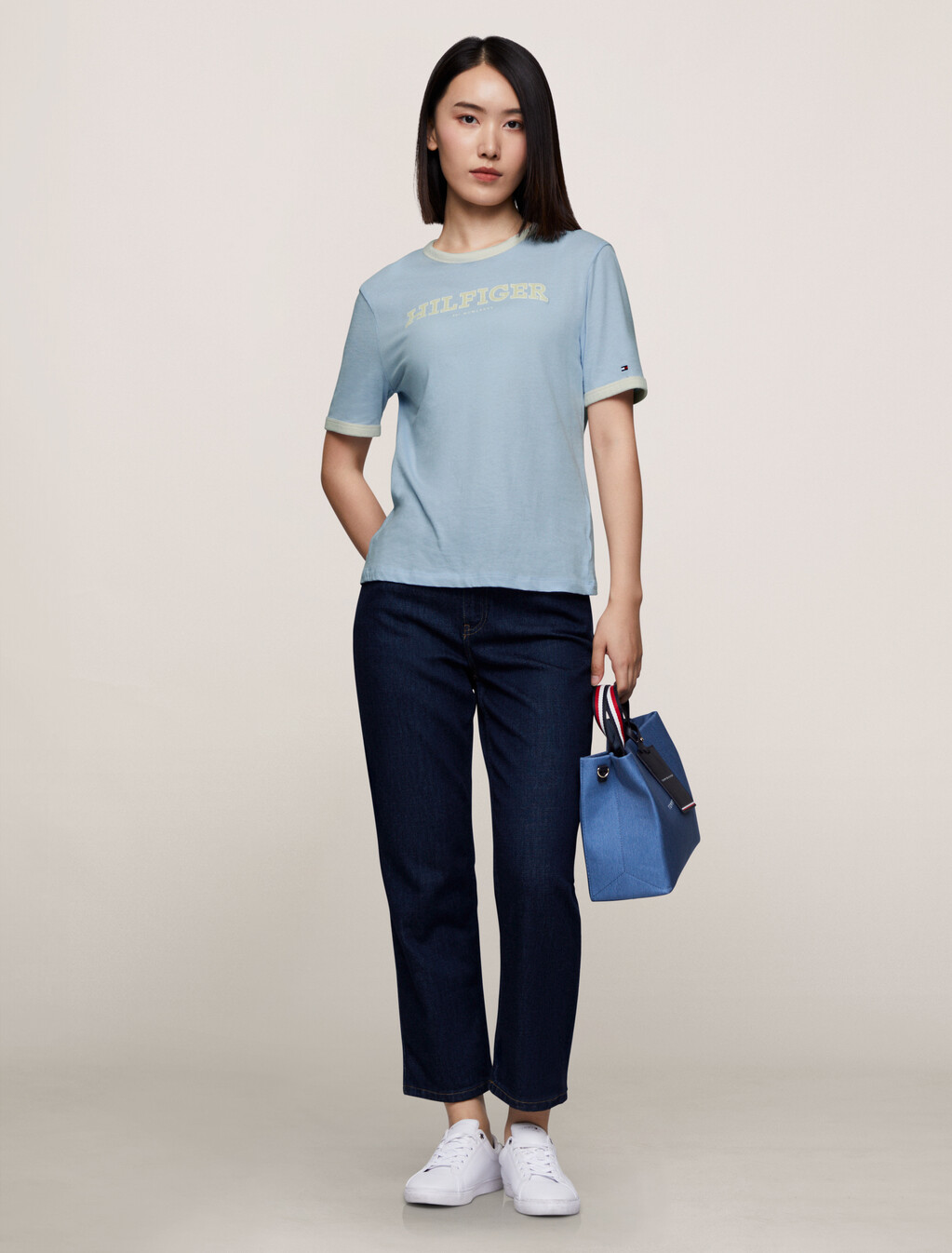 Hilfiger Monotype Flocked Logo T-Shirt, Breezy Blue, hi-res