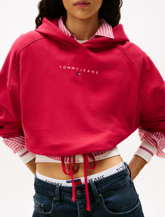Cropped Rhinestone Logo Hoodie
