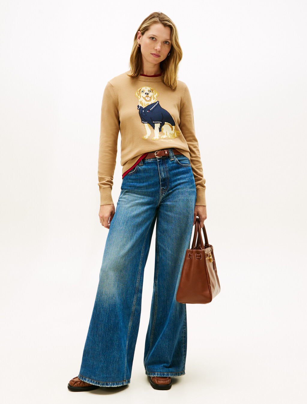 Hilfiger 狗狗提花針織上衣, Safari Canvas, hi-res