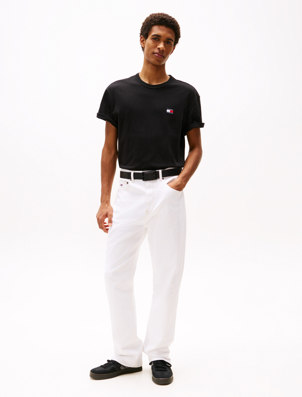 Tommy 貼章圓領 T 恤, Black, hi-res