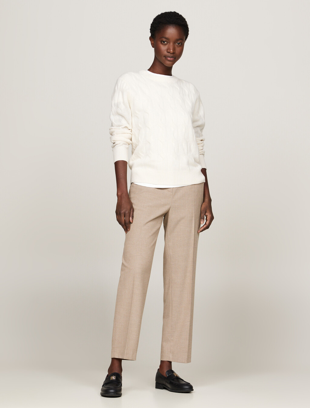 Flannel Slim Straight Leg Chinos, Classic Beige Heather, hi-res