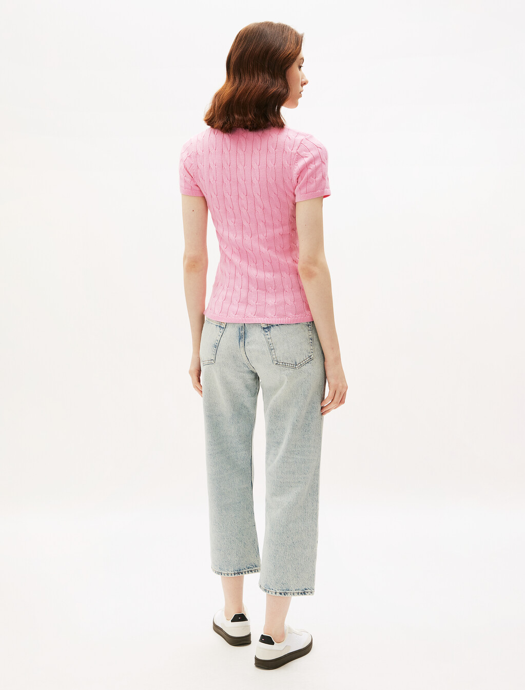 亞洲版型絞花修身 Polo 衫, Classic Pink, hi-res