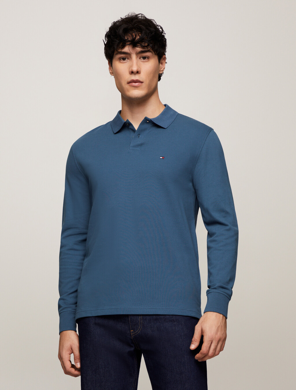 1985 Collection Regular Long Sleeve Polo, Aegean Sea, hi-res