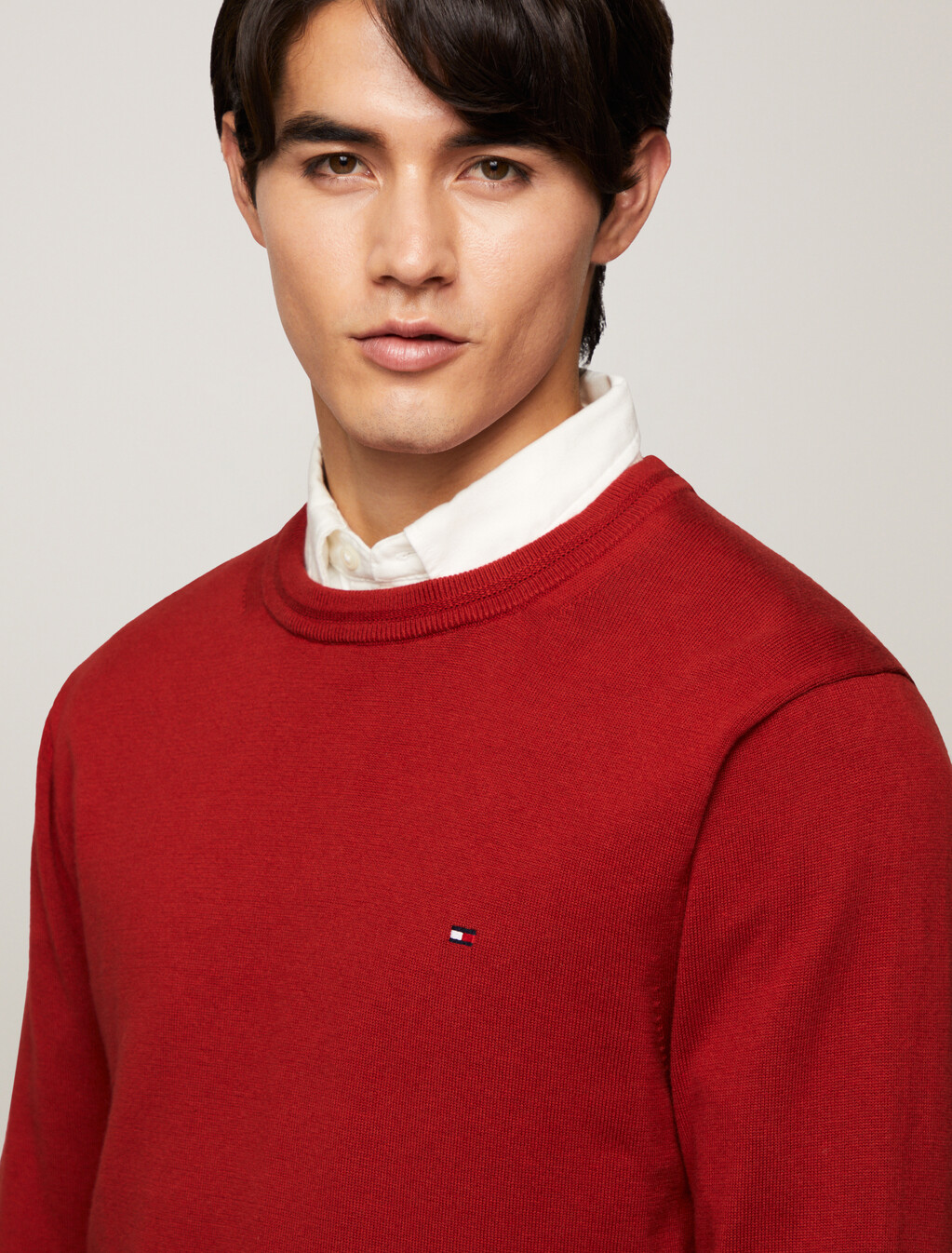 Cotton Silk Crewneck Sweater, Dark Magma, hi-res