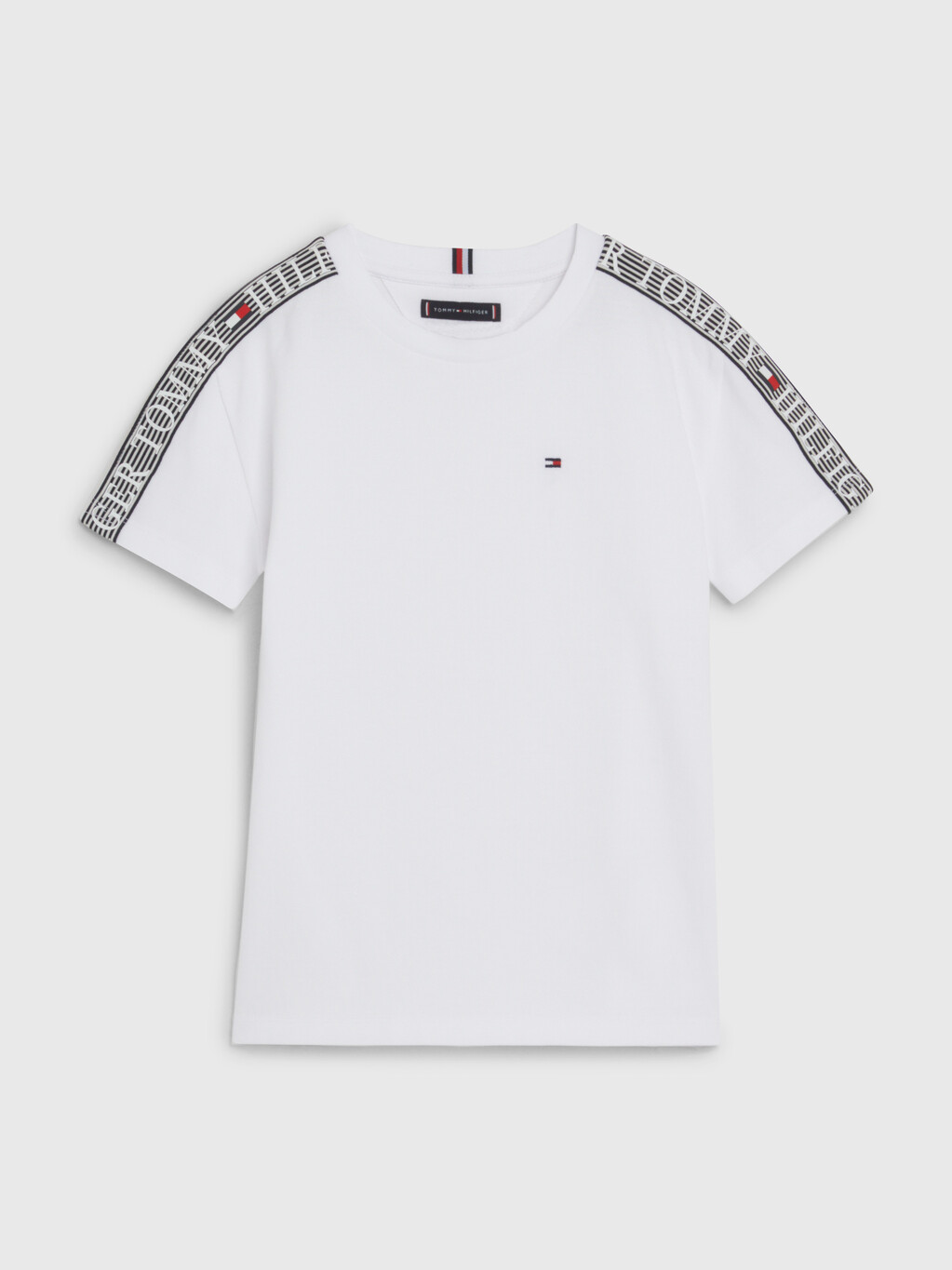 Logo Tape Pique T-Shirt, White, hi-res