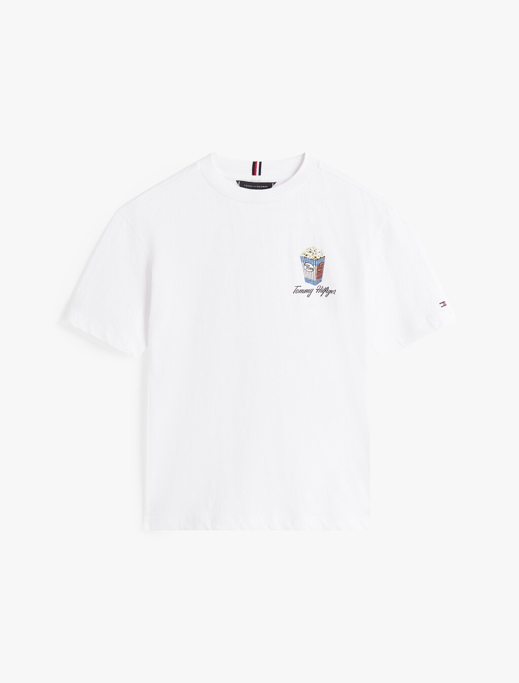 攝影圖案竹節棉 T 恤, White, hi-res