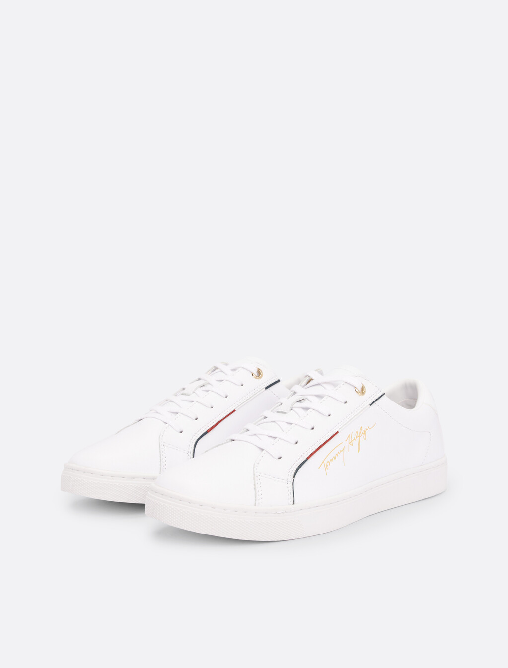 低筒皮革杯底運動鞋, White, hi-res