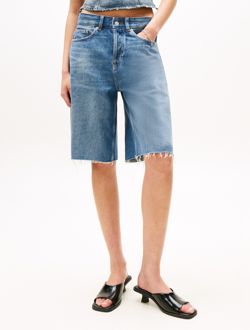 Tommy Girl 寬鬆牛仔短褲, Indigo Wash, hi-res