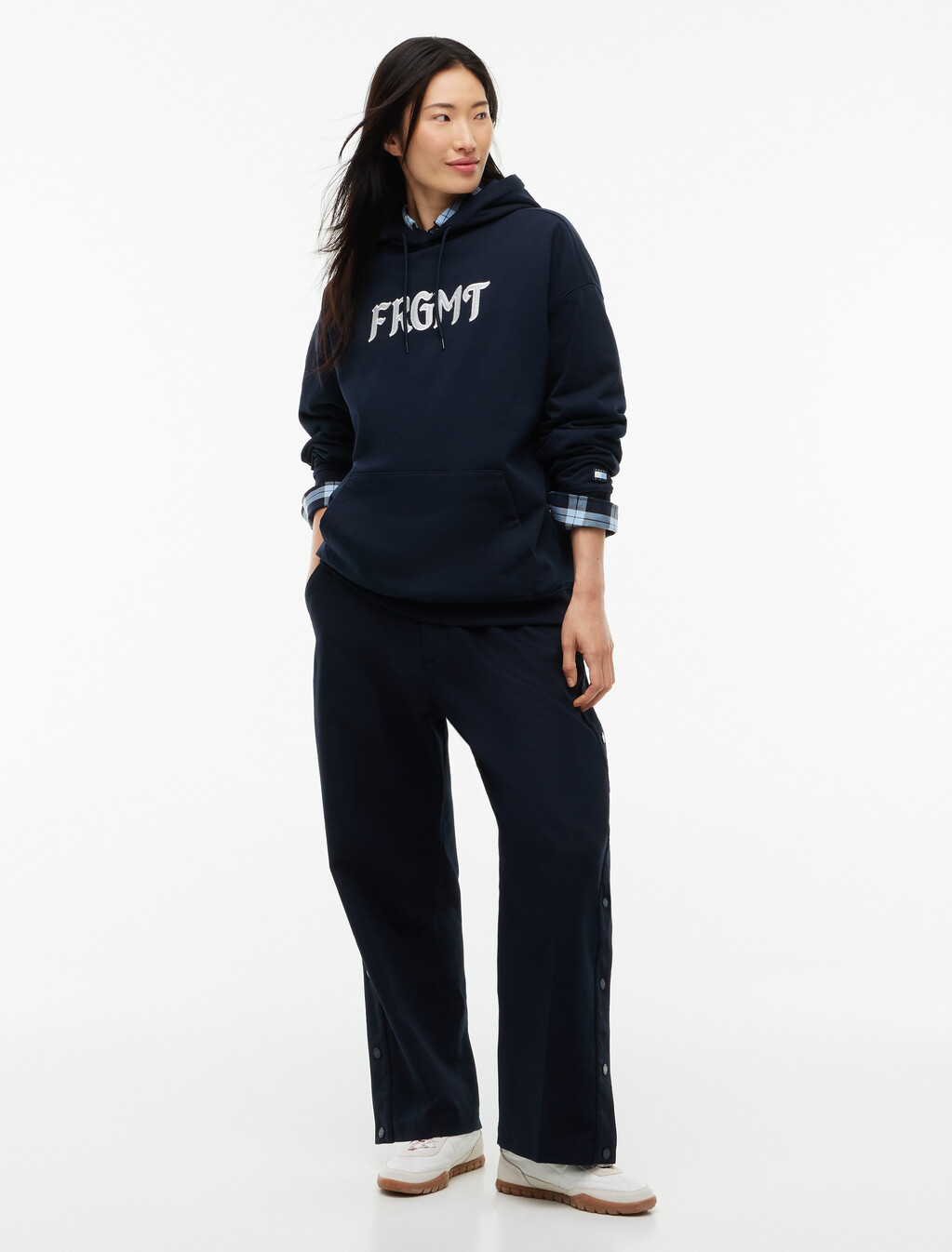 Relaxed Fleece Hoody, Navy Blue, hi-res