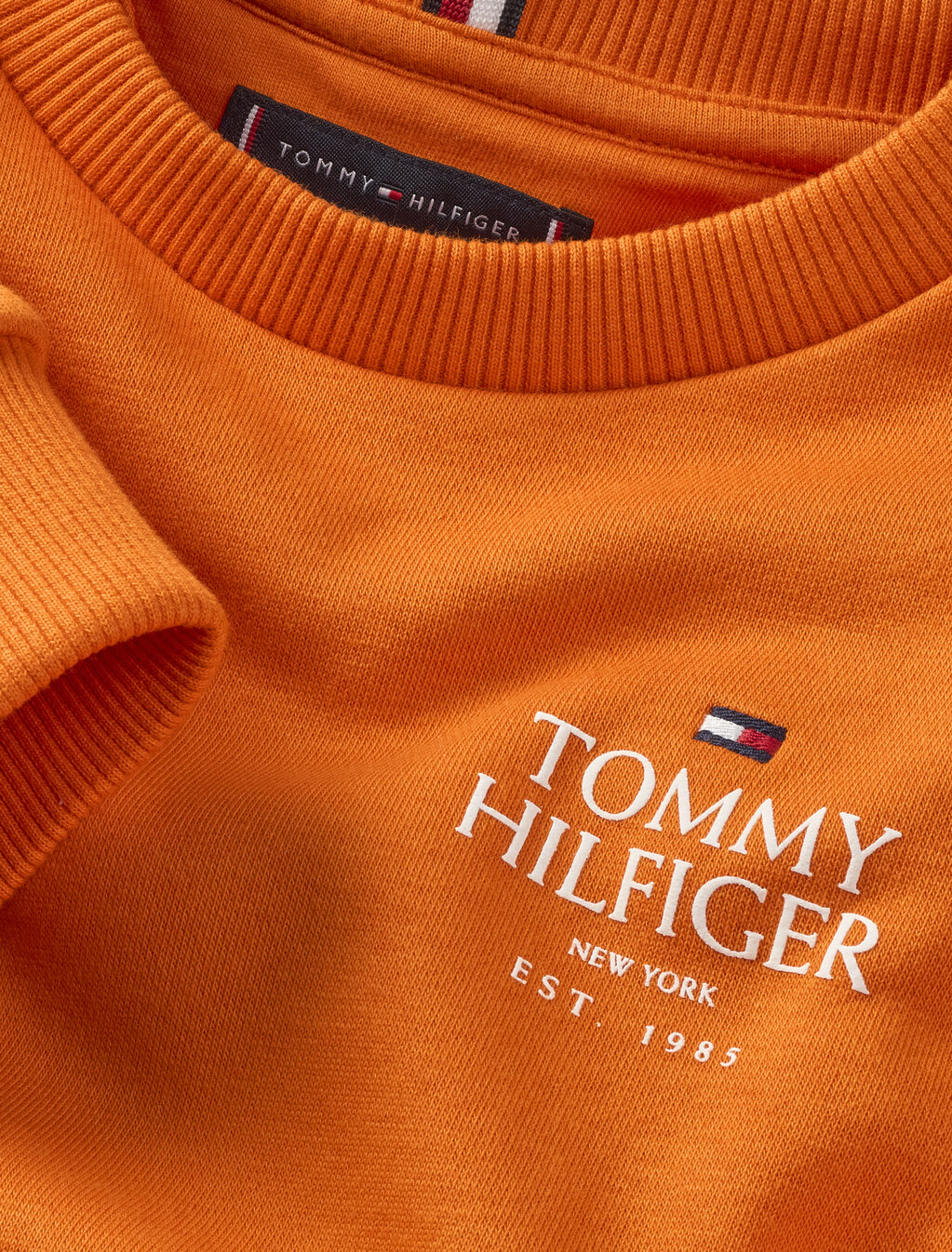 Hilfiger Logo Crew Neck Sweatshirt, Orange Thunder, hi-res
