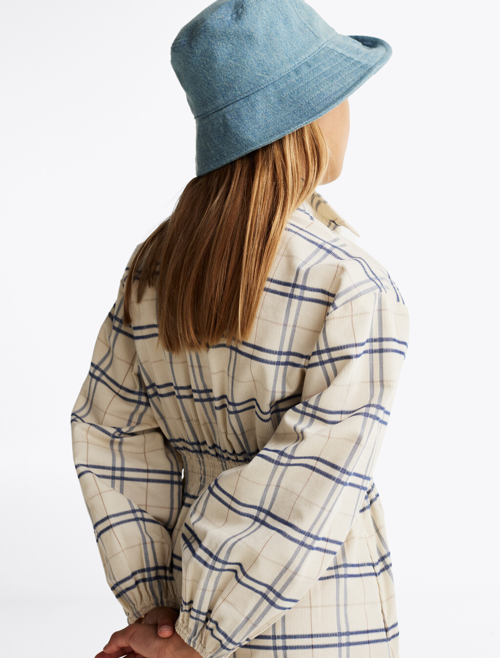 燈芯絨格紋襯衫洋裝, Classic Beige Check, hi-res