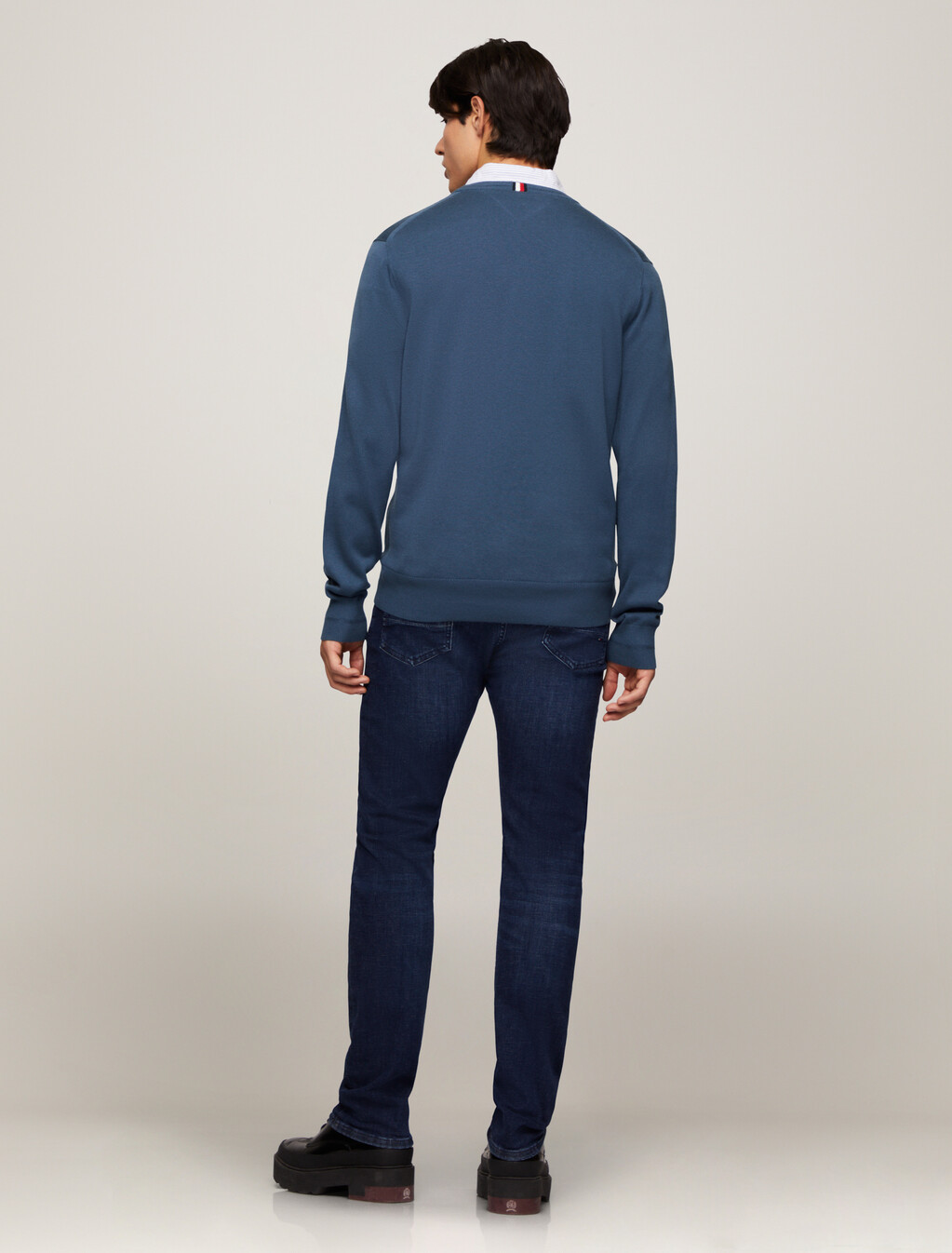 Cotton Silk Crewneck Sweater, Aegean Sea, hi-res