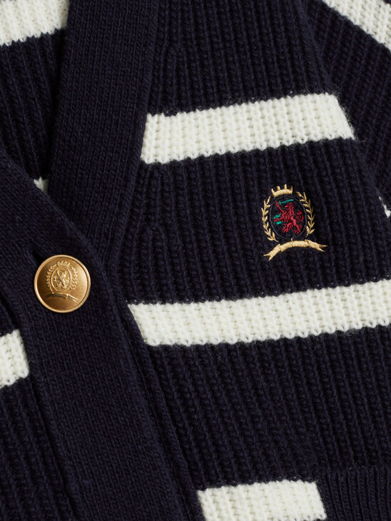 Crest Breton Stripe Pure Wool Cardigan