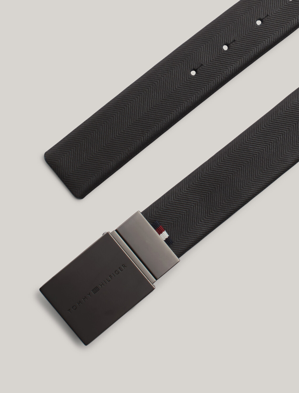 Reversible Textured Leather Belt, Black, hi-res