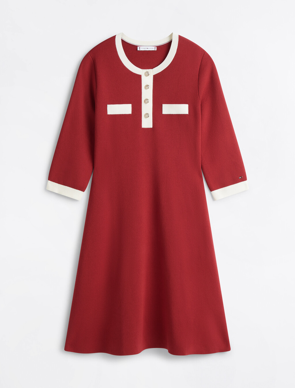 Henley Fit & Flare Dress, Arizona Red, hi-res