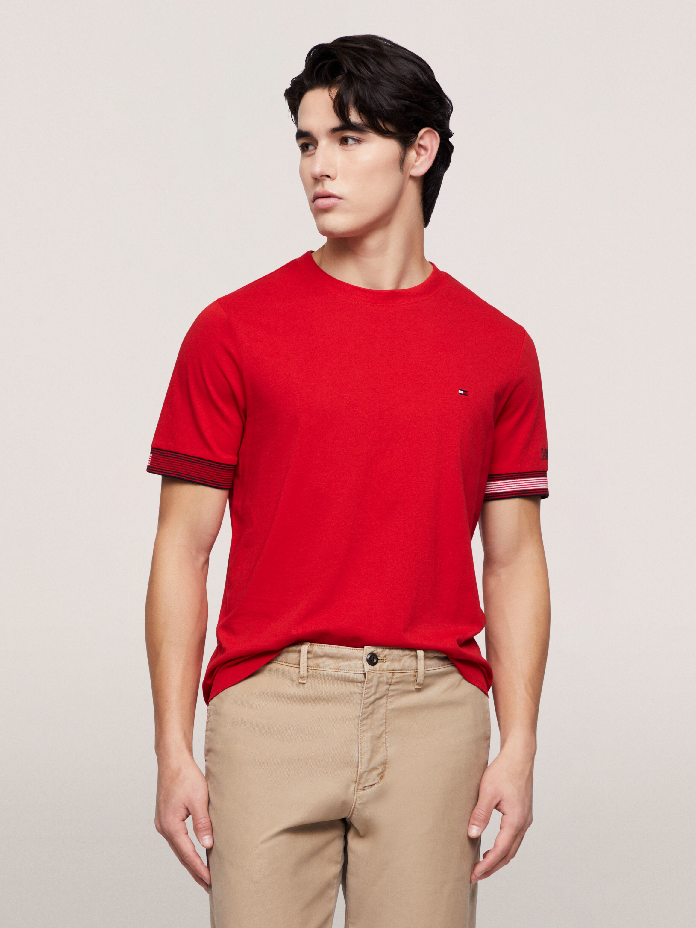 條紋袖口 T 恤 Primary Red