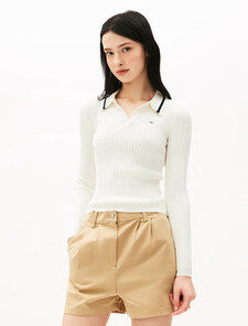基本款羅紋針織 Polo 衫, Ancient White, hi-res