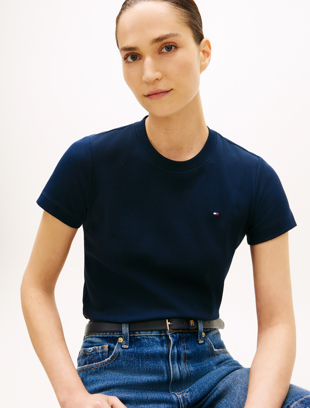 亞洲版型雙面針織圓領 T 恤, Dark Night Navy, hi-res