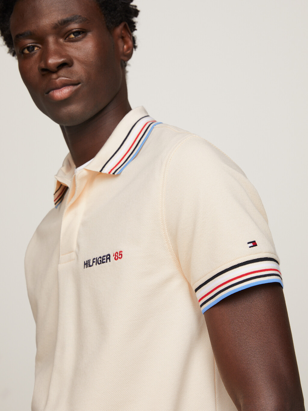 Global Stripe Tipped Regular Fit Polo, Calico, hi-res