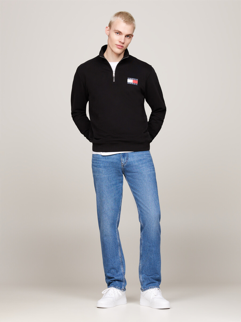 Logo Half-Zip Sweatshirt, Black, hi-res