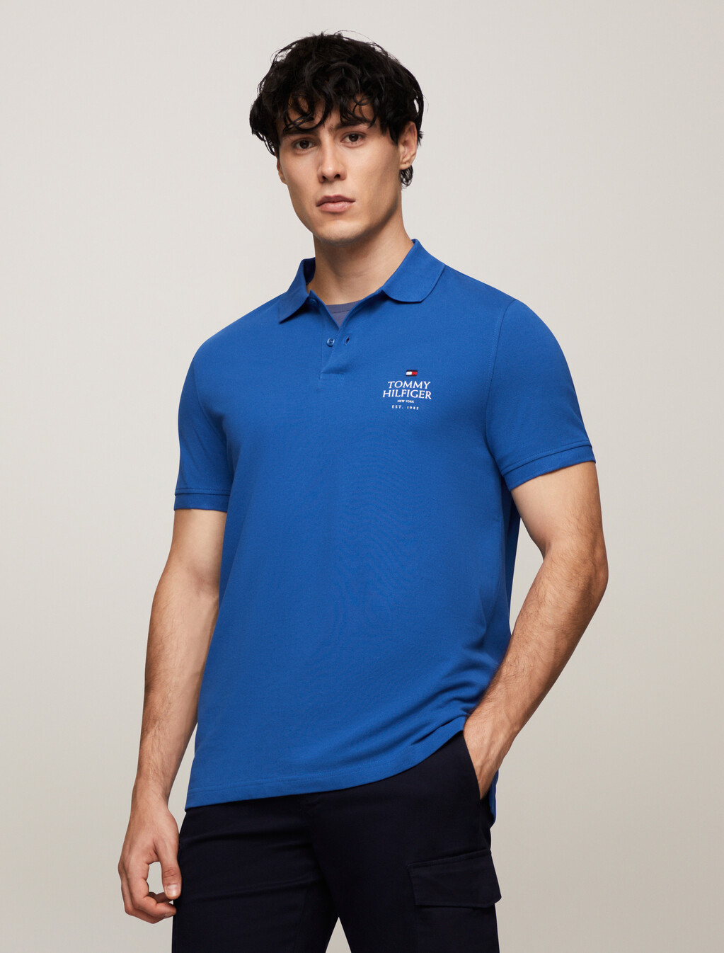 Organic Cotton Logo Polo, Monochrome Blue, hi-res