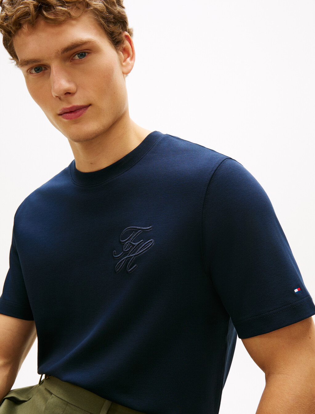 Tonal Logo Embroidery Crew Neck T-Shirt, Desert Sky, hi-res