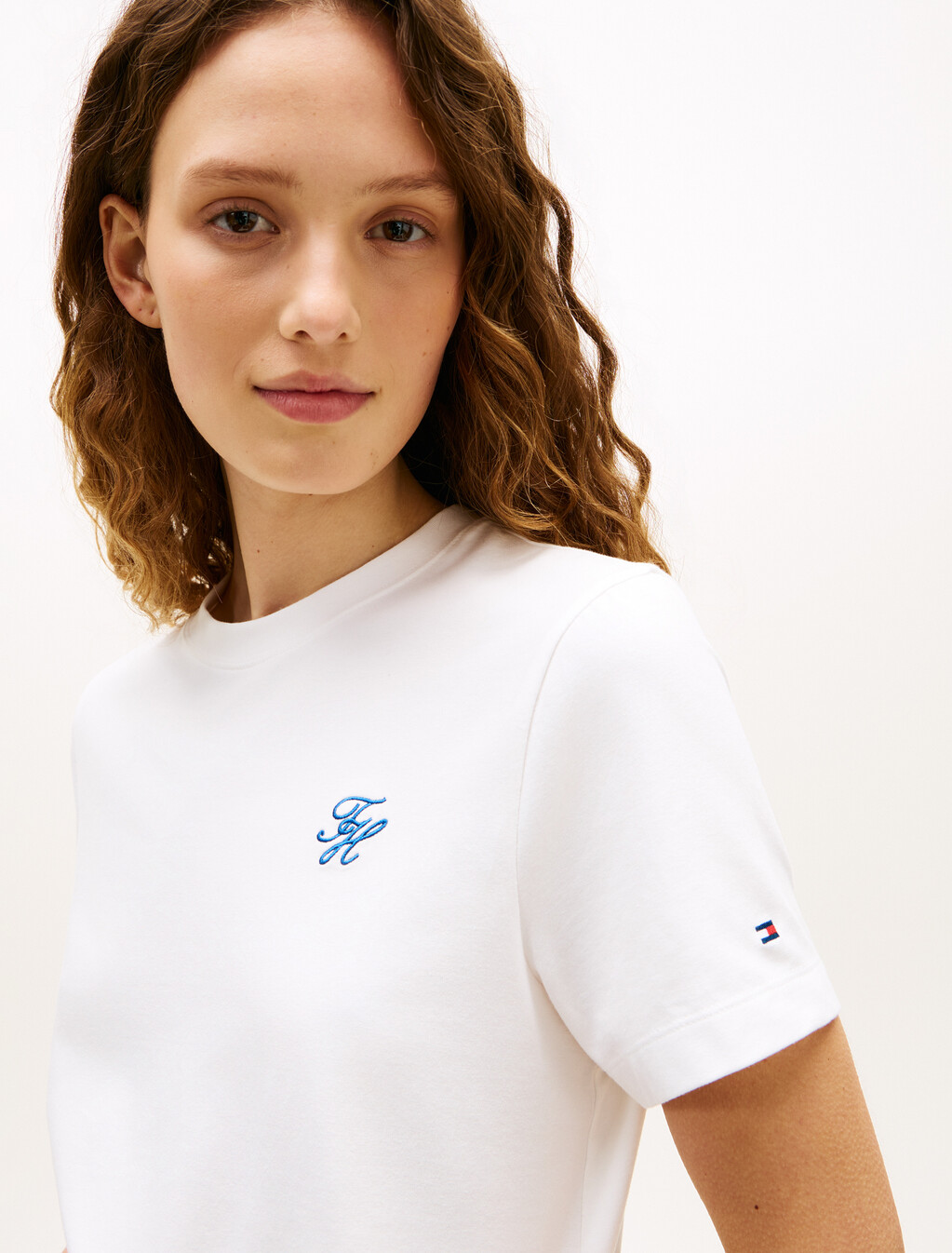 Logo Embroidery Jersey Crew Neck T-Shirt, Ecru, hi-res