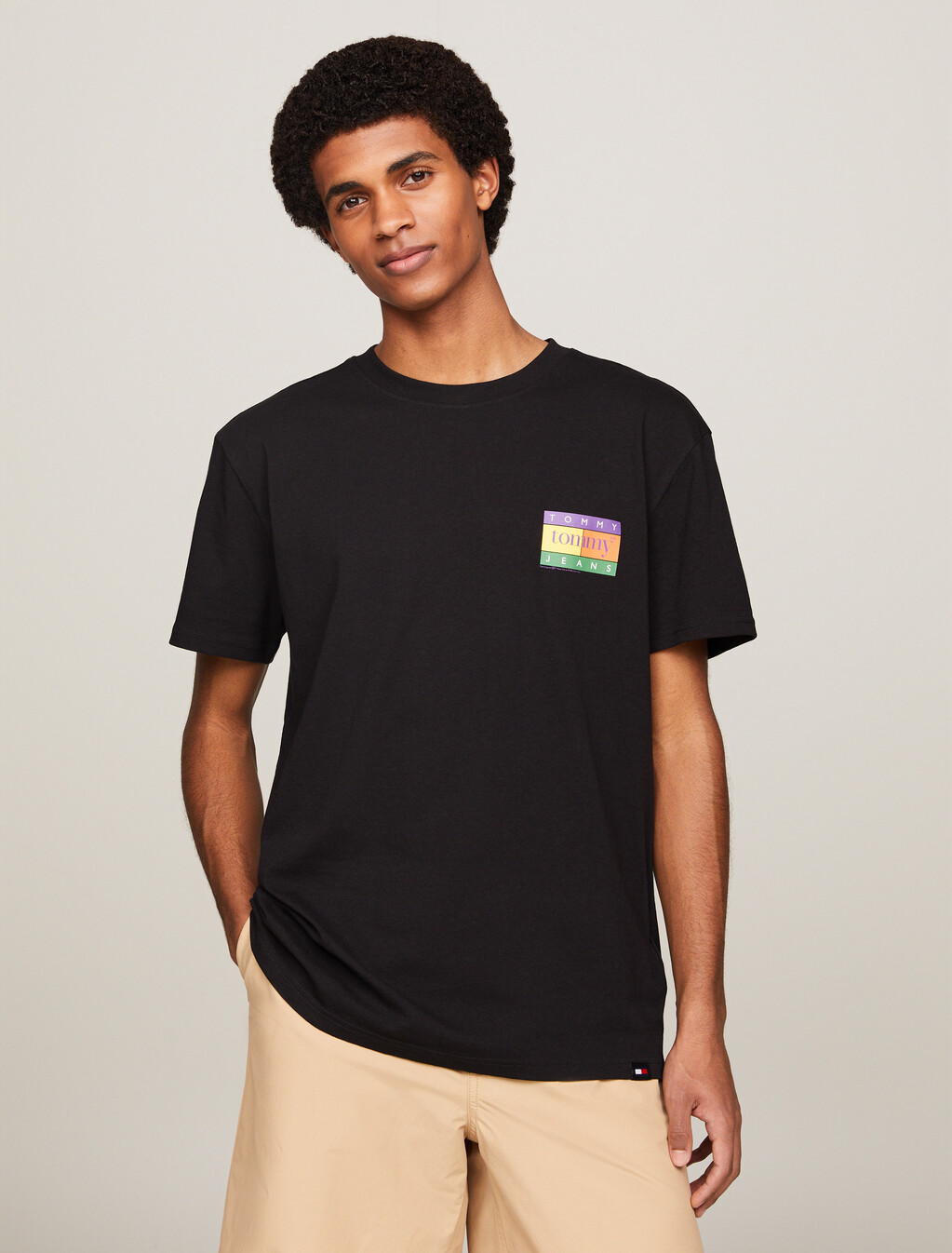 Oversized Serif Flag Back Logo T-Shirt, Black, hi-res