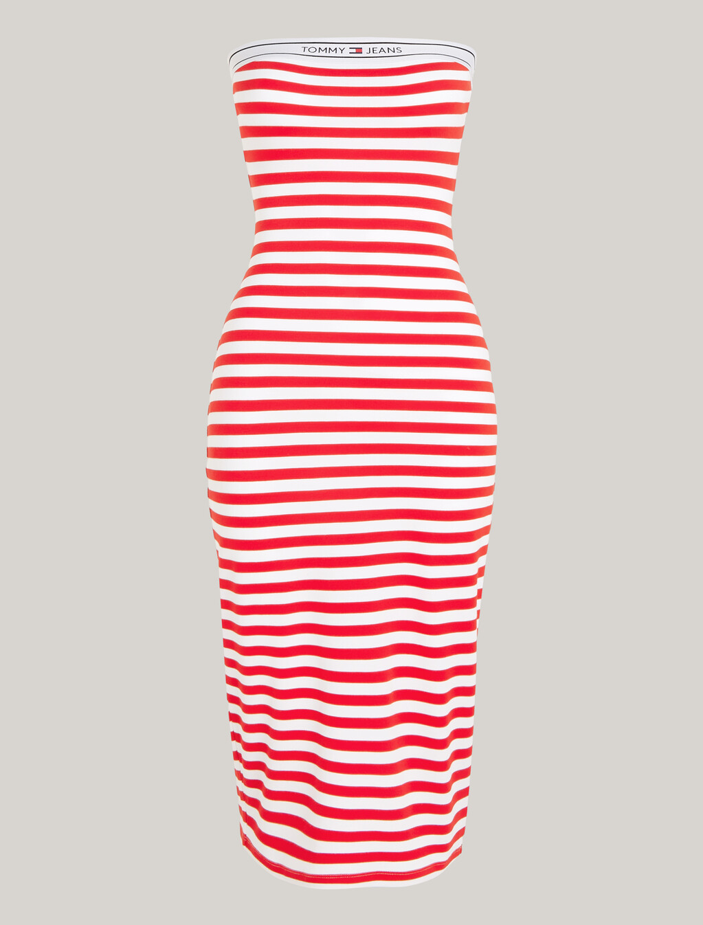 Logo Tape Stripe Knee Length Tube Dress, Deep Crimson / Stripe, hi-res
