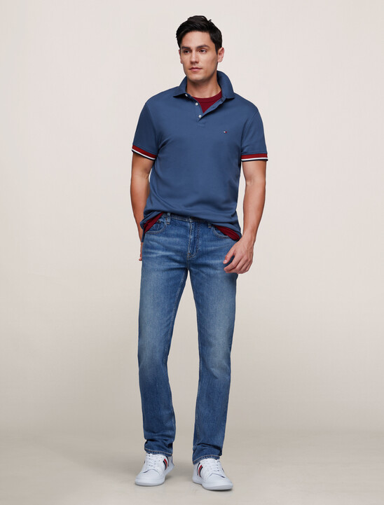 Interlock Sleeve Detail Polo, Aegean Sea Interlock Sleeve Detail Polo