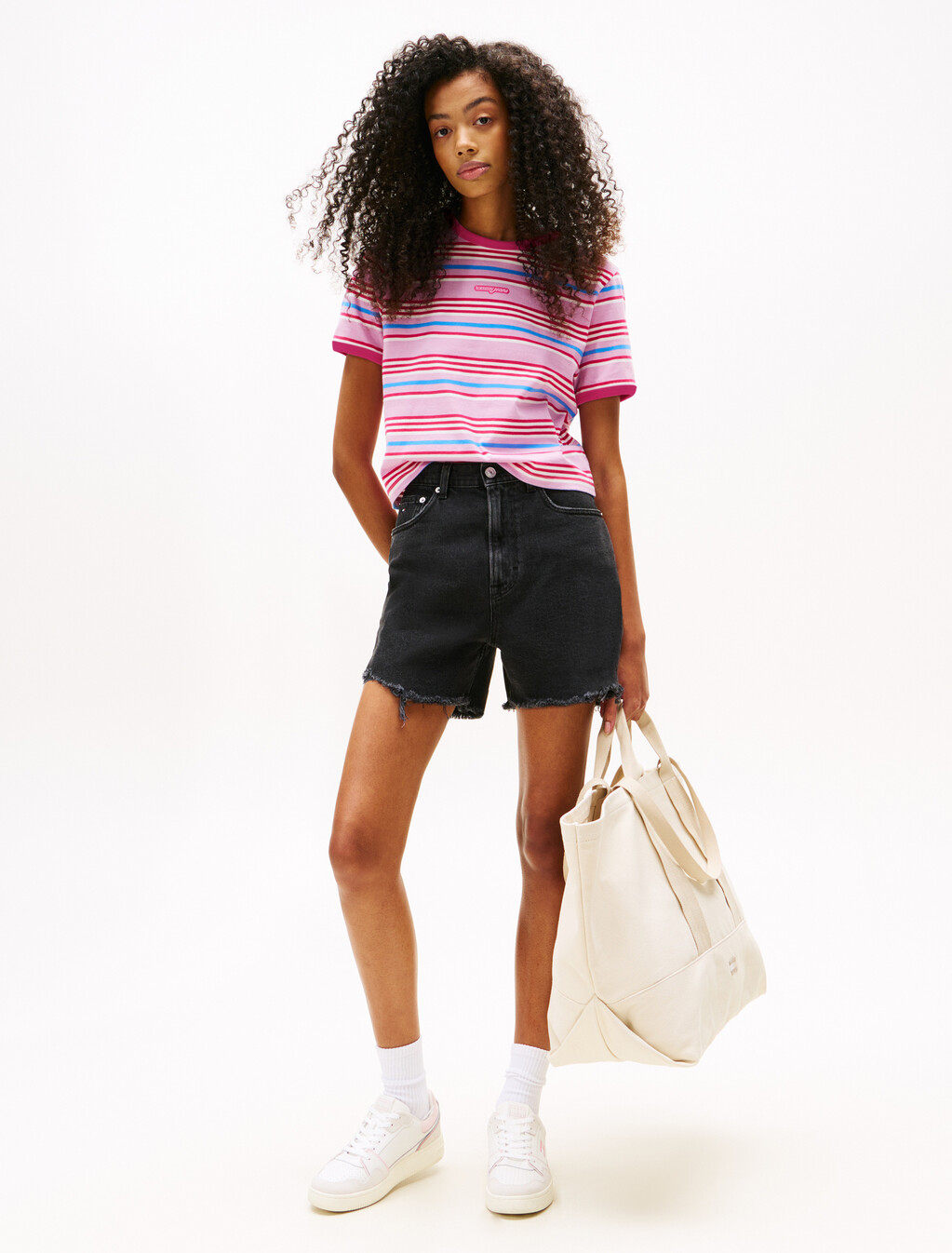 Script Logo Stripe T-Shirt, Carnival Pink / Stripe, hi-res