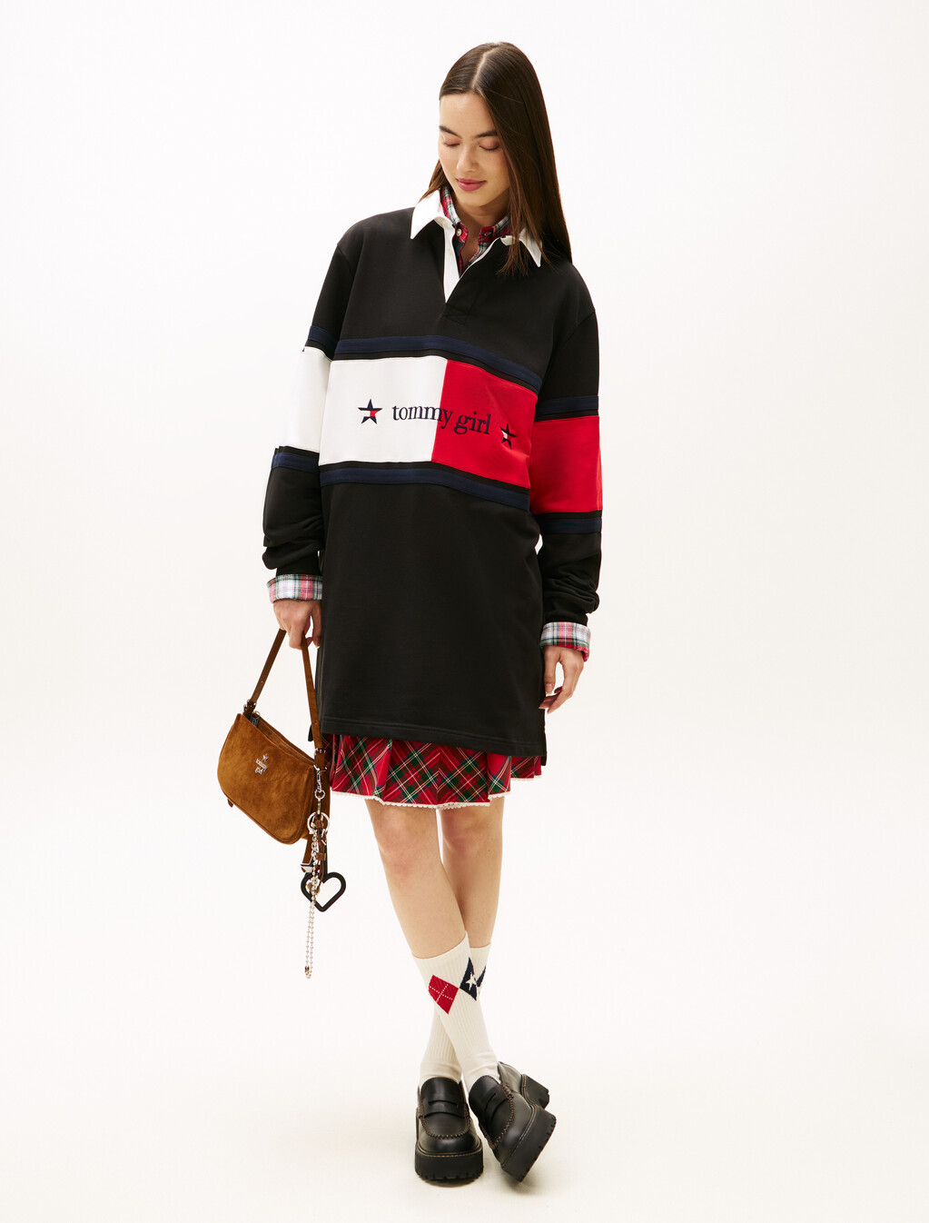 Tommy Girl Star Graphic Rugby Dress, Black, hi-res
