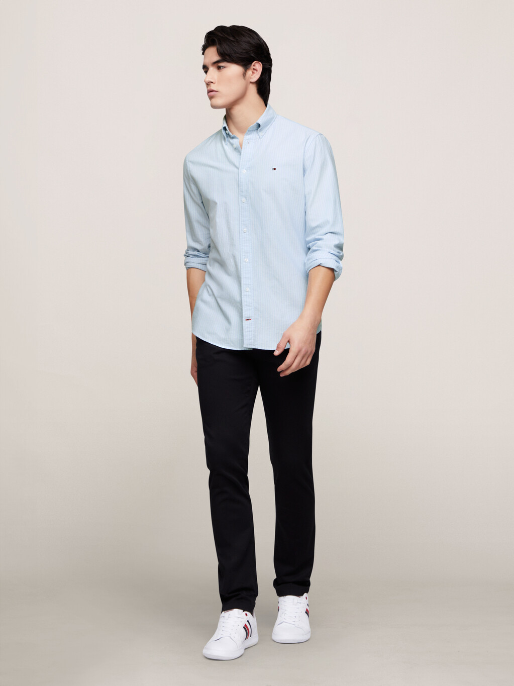 Stripe Regular Fit Shirt, Light Blue / Optic White, hi-res