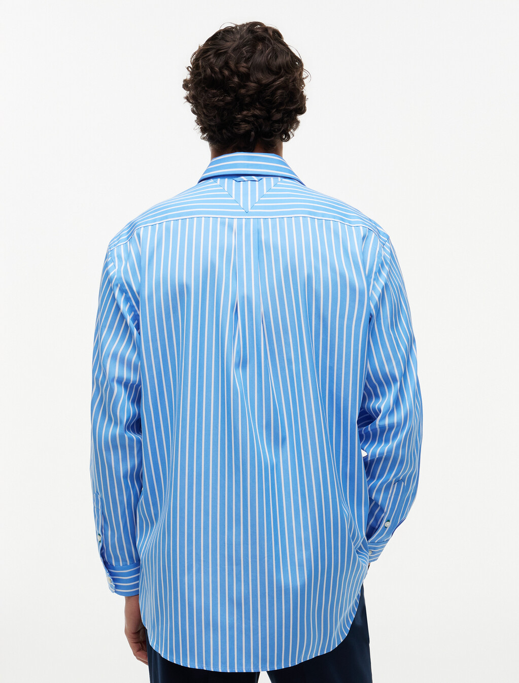 Oversized Fit Mixed Stripe Poplin Shirt, Blue Spell / Stripe, hi-res