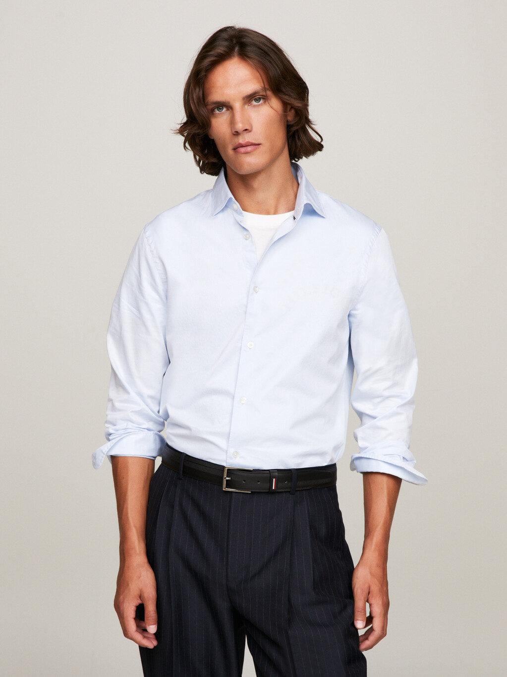Essential Slim Fit Shirt, Light Blue, hi-res